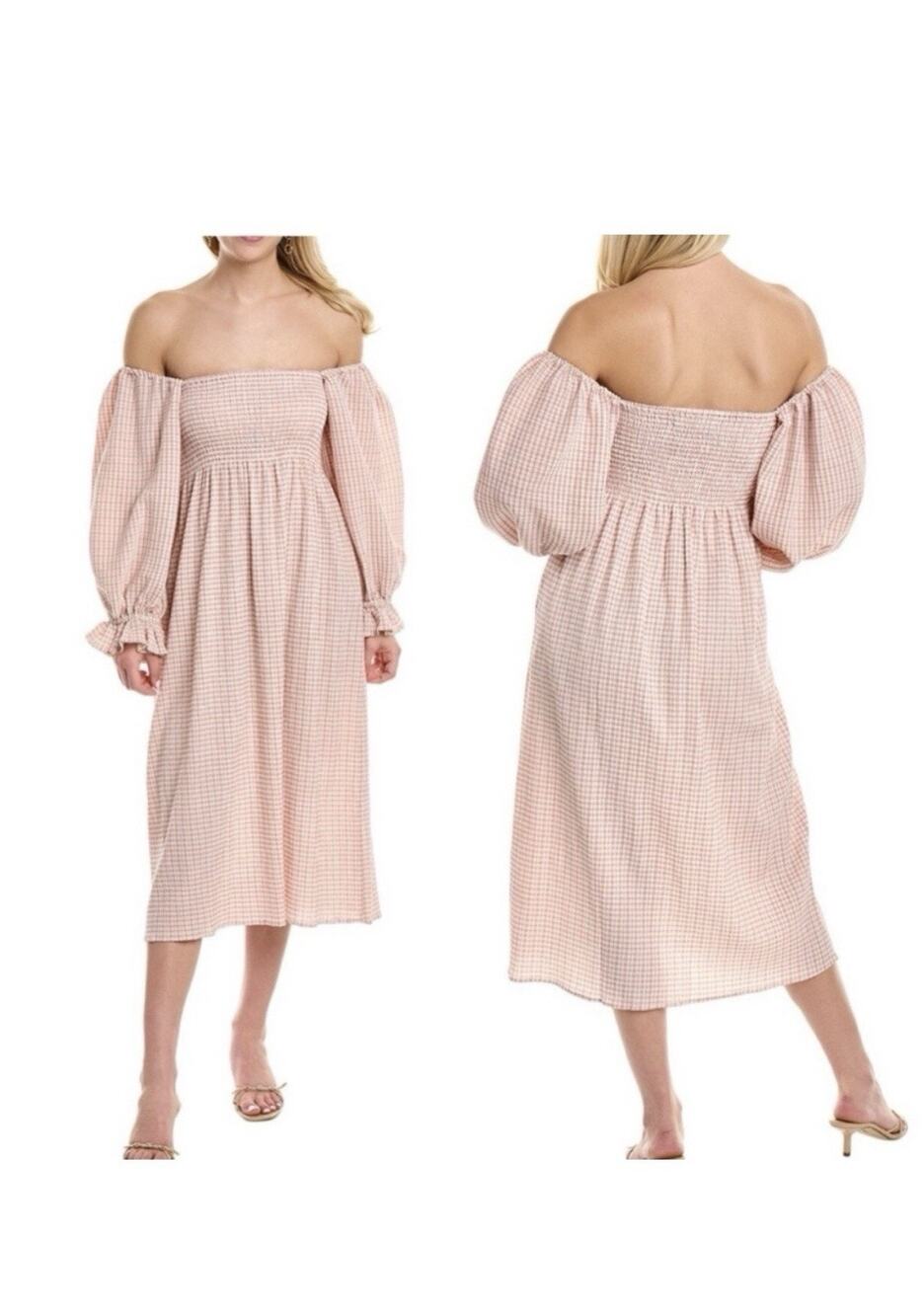 O.P.T. womens Athena Midi Dress, size Md Princess Cottagecore Puffy Sleeves